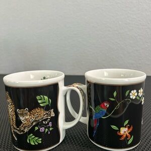 Wildlife Black Ceramic Mug Pair